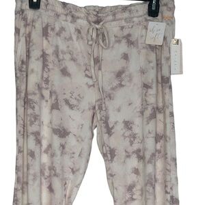 Danskin Jogger Pants Women's XL Purple White Tie Dye Athleisure Dance Studio